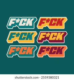 F word F uck stickers badge patch, logo Vector illustration