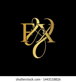 F & X / FX logo initial vector mark. Initial letter F&X FX luxury art vector mark logo, gold color on black background.