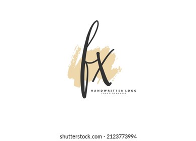 F X FX logo, Initial lettering handwriting or handwritten for identity. Logo with signature and hand drawn style.