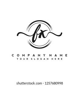 F X Initial handwriting logo vector
