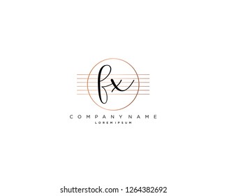 F X initial handwriting logo vector