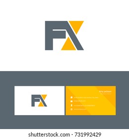 F X joint logo bold letter design with business card template