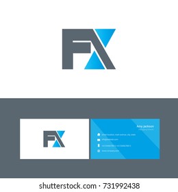 F X joint logo bold letter design with business card template