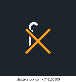 F X round letter logo design template