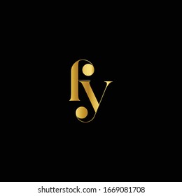 Marca vectorial inicial del logotipo F & Y/FY. Letra inicial F&Y FY logotipo de marca vectorial de arte de lujo, color dorado sobre fondo negro.