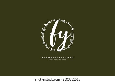 F Y FY logo, Initial lettering handwriting or handwritten for identity. Logo with signature and hand drawn style.