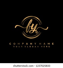 F Y Initial handwriting logo vector