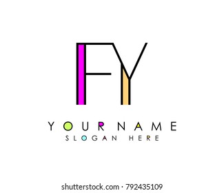 F & Y initial minimalist logo template vector