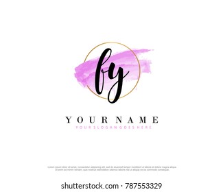 F Y Initial water color logo template vector