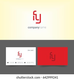 F Y joint logo design vector with business card template