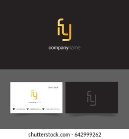 F Y joint logo design vector with business card template