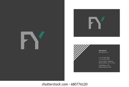 F Y joint logo design vector with business card template