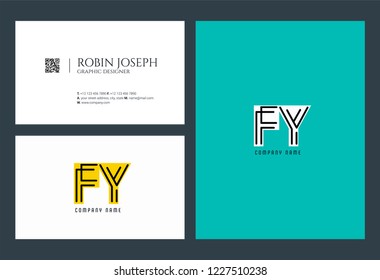 F Y Joint logo icon with business card vector template.

