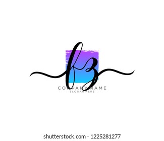 F Z Initial handwriting logo vector
