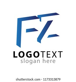 F Z initial letter with negative space logo icon vector template