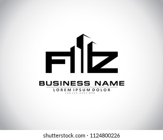F Z Initial logo concept with building template vector.