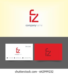 F Z joint logo design vector with business card template
