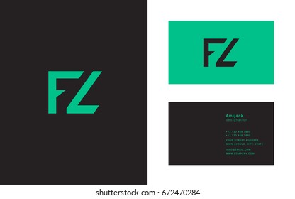 F Z joint logo icon with Business card template