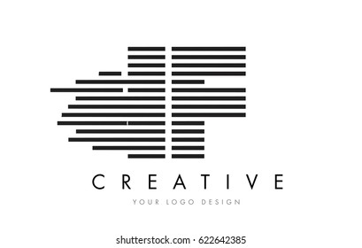  I F Zebra Letter Logo Design with Black and White Stripes Vector