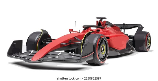 F1 3d race car icon transport jet logo sport auto racing symbol concept art design template vector isolated red black turbo jet power hybrid white background race single seater - Shutterstock ID 2250932597