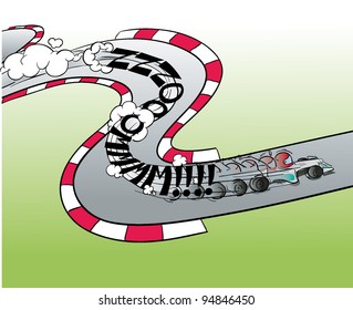 f1 formula race to fast team circuit cartoon