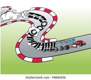 f1 formula race to fast team circuit cartoon