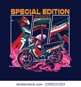 Ilustración vectorial de la motocicleta F1 ZR adecuada para el uso clásico de la comunidad de motocicletas

