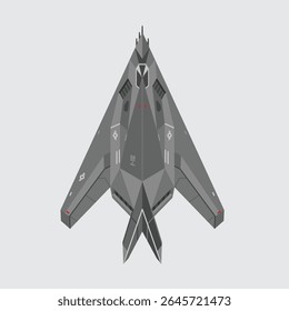 f-117 nighthawk, ilustração da tecnologia militar moderna da aeronave de caça com detalhes. bombardeiro isolado para estudo e cartaz