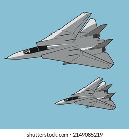 F14 Tomcat Jet Fighter Flying Manuver Vector Design