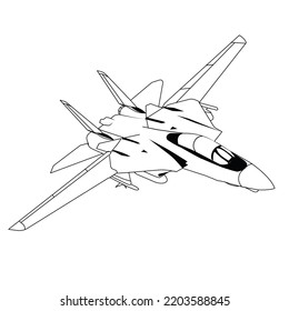 F14 Tomcat Outline Jet Fighter Vector Design