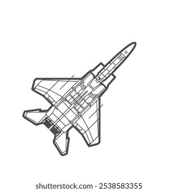 F-15 Eagle, fighter jet, top view, air force icon.
