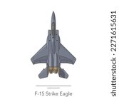 F-15 Strike Eagle outline colorful icon. Isolated fighter jet on white background. Vector illustration