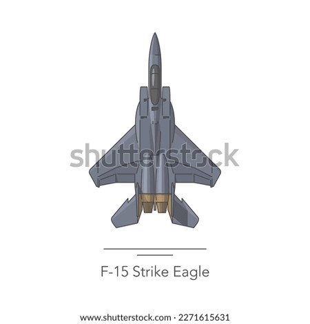 F-15 Strike Eagle outline colorful icon. Isolated fighter jet on white background. Vector illustration