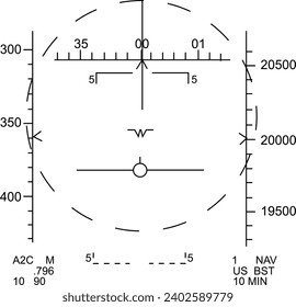 F-15C Fighter Jet Heads Up Display BVR Missile Mode (Vertical Scan) - Vector Drawing