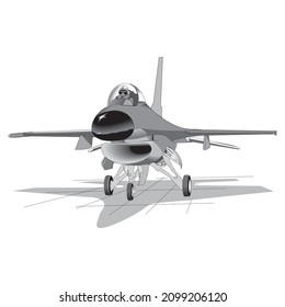 Lanzador de cohetes F-16 equipado con combate sobre fondo blanco en EPS10
