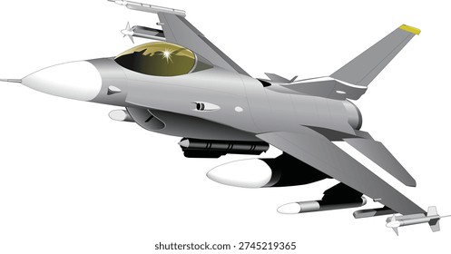 F16 Fighter Jet in Flight 3D Design Vector Illustration