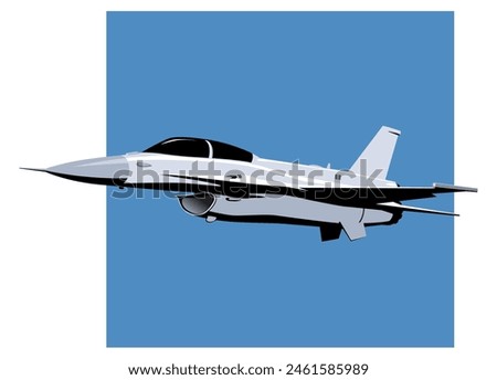 F-16 Fighting Falcon Modern combat aircraft poster template. Vector image for prints, poster and illustrations.