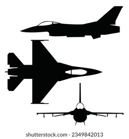 F16 jet fighter icon set vector design