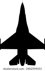 F-16 Military Multi-Role Fighter Jet Silhouette - Vector Drawing