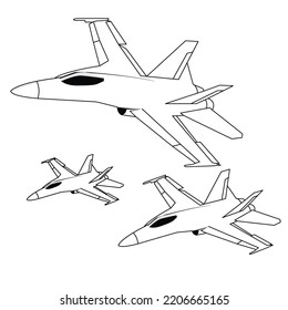 f18 jet fighter black and white vector design