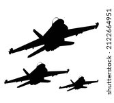 F18 jet fighter flying formation silhouette vector design