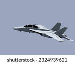 F-18F Super Hornet. Modern fighter jet. Vector image for prints, poster and illustrations.
