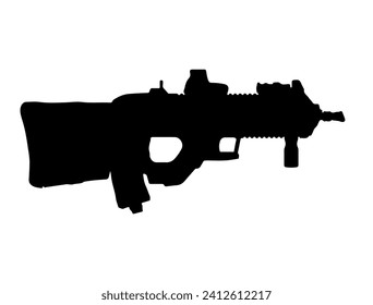 F2000 Assault Rifle Silhouette vector art white background