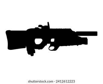 F2000 Assault Rifle Silhouette vector art white background