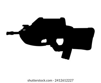 F2000 Assault Rifle Silhouette vector art white background
