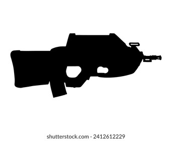 F2000 Assault Rifle Silhouette vector art white background