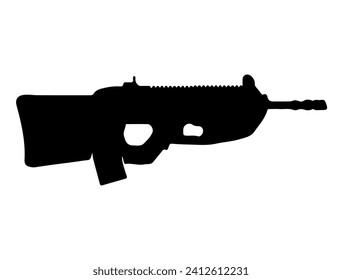F2000 Assault Rifle Silhouette vector art white background