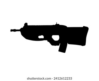 F2000 Assault Rifle Silhouette vector art white background