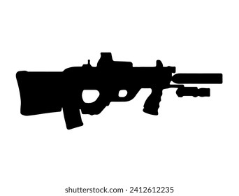F2000 Assault Rifle Silhouette vector art white background