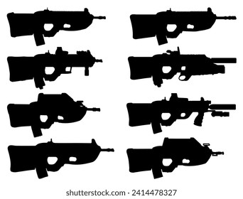 F2000 Assault rifles silhouette vector art
